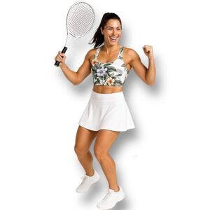 EleVen Venus Williams L Tropicana Floral Sports Bra Crossback Stretch NWT